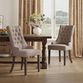 COLAMY Wingback Upholstered Dining Chairs Set of 2, Fabric Side Dining Room Chairs with Tufted Button, Living Room Chairs for Home Kitchen Resturant- Taupe