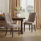 COLAMY Wingback Upholstered Side Dining Room Chairs Set of 6, Fabric Dining Chairs with Tufted Button, Living Room Chairs for Home Kitchen, Taupe