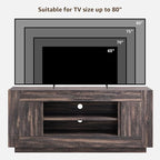 OKD Modern 70" TV Stand, Entertainment Center for TVs Up to 80", Media Console with Large Open Storage & Side Cabinets, Thick Wood Design for Living Room, Dark Rustic Oak