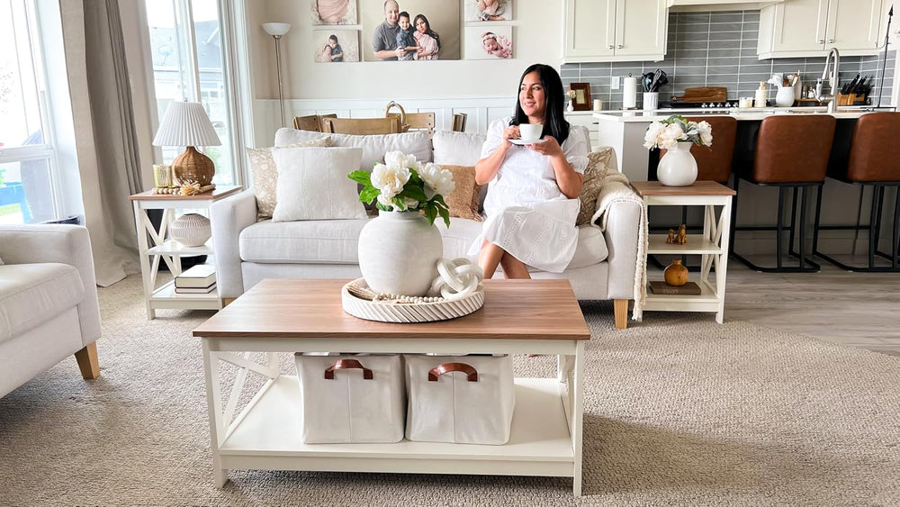 PHI VILLA End Table and Coffee Table Set for Living Room, Console Table