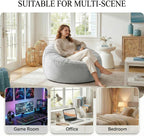 Bean Bag Chair for Adults, High-Density Memory Foam Beanbag Chair with Removable Washable Velvet Cover, Fast Rebound Fluffy Lazy Sofa Couch for Living Room & Bedroom