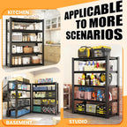 63" H Garage Shelving, Heavy Duty Storage Shelves, Garage Storage Shelves, Adjustable 5 Tier Metal Shelving Unit, Utility Shelves for Warehouse Backyard, 63" H×31.5" W×16" D