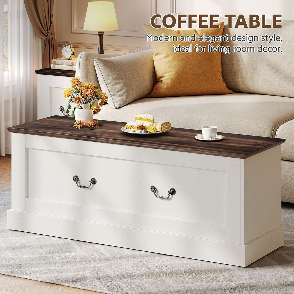 Storage Chest, 47.2" Storage Bench with 3 Safety Hinges, Entryway Bench ...