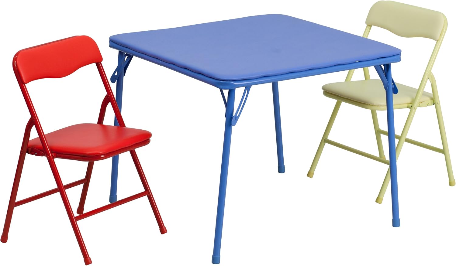 Flash Furniture Mindy Kids Colorful 3 Piece Folding Table and Chair Set & Mindy Kids Blue Folding Table
