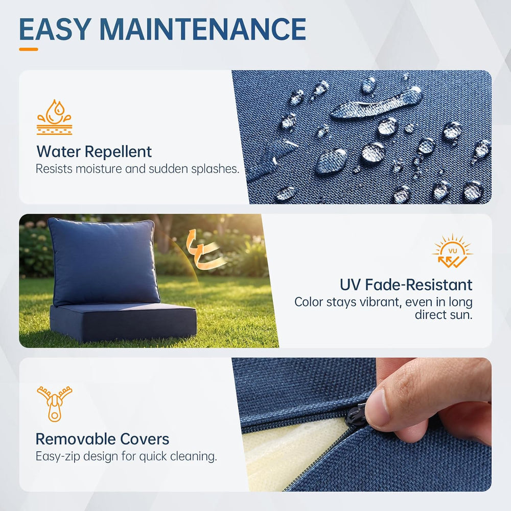 Outdoor Furniture Cushions, 6 inch Thick Seat Cushions for Outdoor Furniture,...