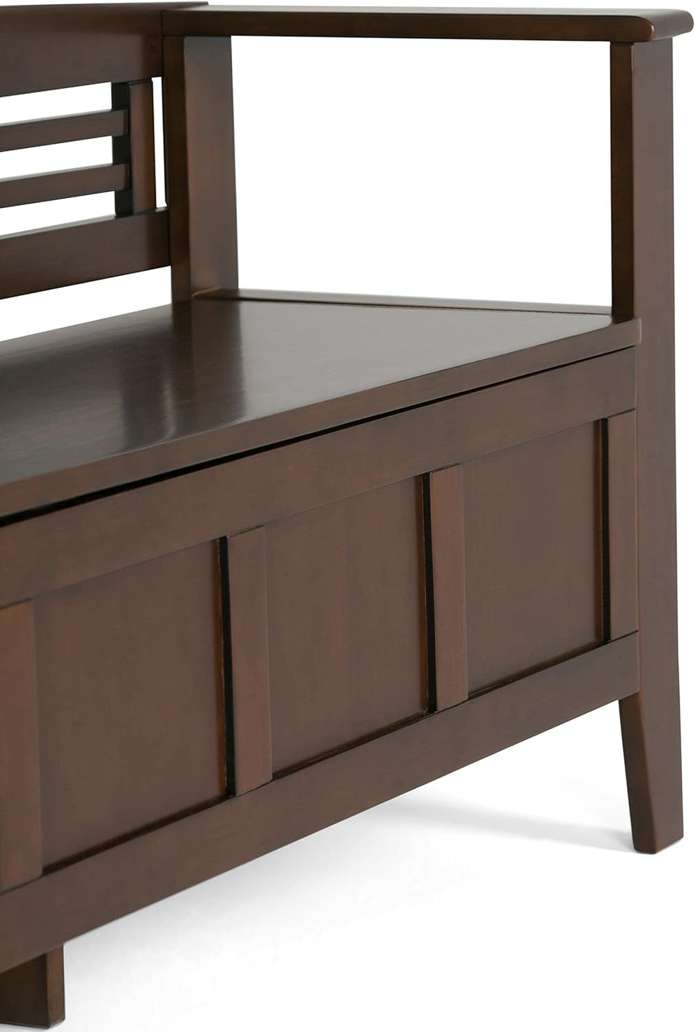 SIMPLIHOME Adams 48" Wide Solid Wood Storage Bench in Medium Brown