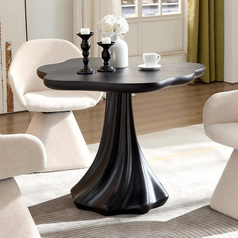 37" Round Modern Dining Table – Flower Shape Top, Twisted Pedestal Base,...