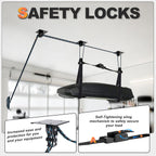 Hikeen Ceiling Hoist for Cargo Box, Heavy Duty Garage Storage Lift Pulley System Holds Up to 150 lbs Capacity, Fits 10-14 Foot Tall Garage Ceilings