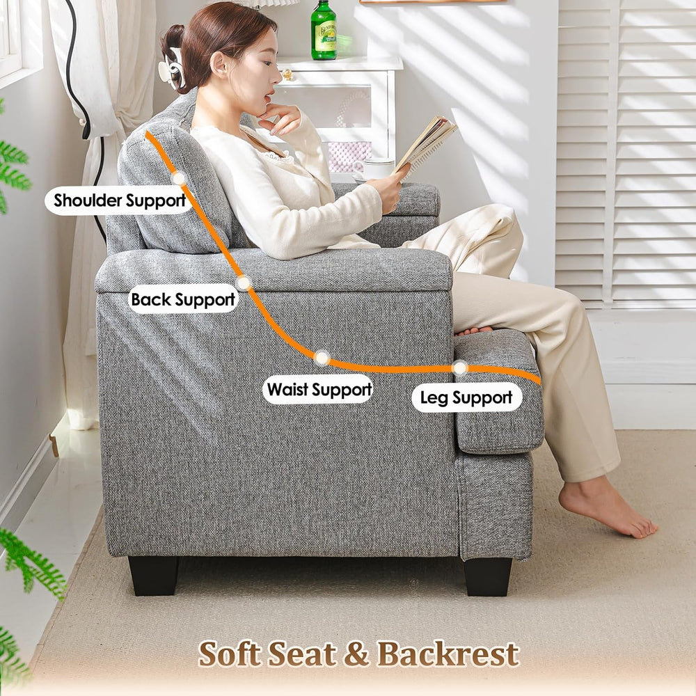 Oversized Accent Chair with Armrest Organizer,Comfy Living Room Chairs with T...