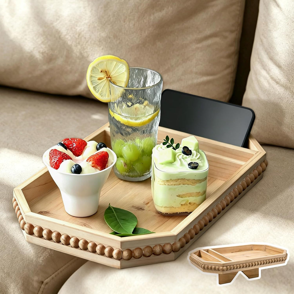 Wood Couch Tray Insert with Beads,Sofa Trays for Sectionals