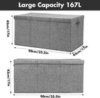 Extra Large Toy Box 167L, Sturdy Toy Storage Chest Organizer Bin Baskets with 2 Removable Divider for Boys, Girls, Kids, Nursery, Bedroom, Playroom, 35.5"x17" x17"(Linen Gray)