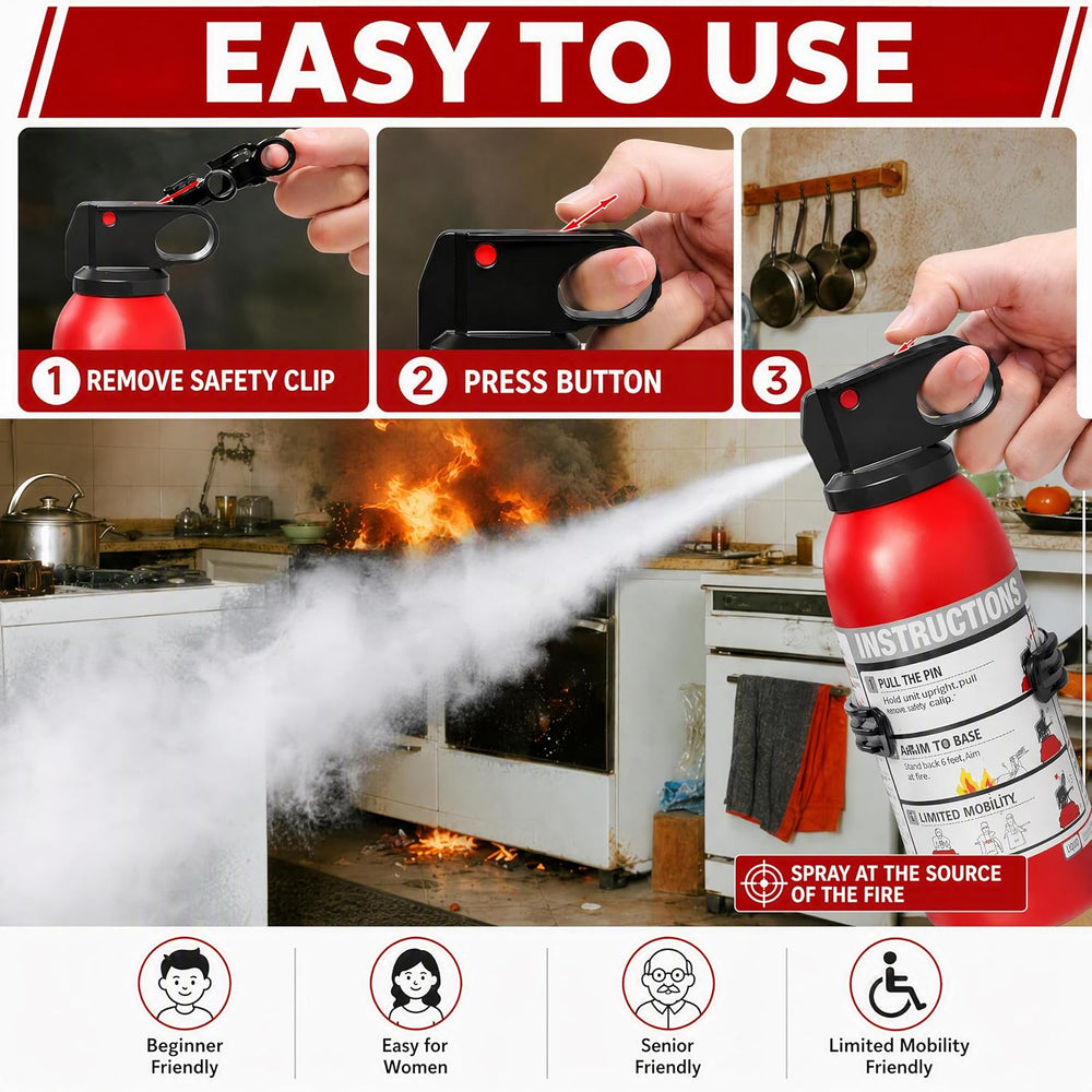 Small Fire Extinguisher for Home & Car – (4-Pack, 1.32lb Each) Portable A...