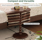 Pedestal Side Table, Small Round Side Table for Small Spaces, Drink Table with 100% Solid Wood Leg, Round Coffee End Table for Living Room, Bedroom, Corners, and Office (Poplar Wood, Walnut)