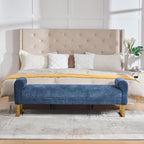 65.75" Storage Ottoman Bench, End of Bed Bench for Bedroom | Hidden Storage, Gold Metal Legs, Chenille Upholstered Seat And Modern Design For Living Room, Entryway Or Window Seating