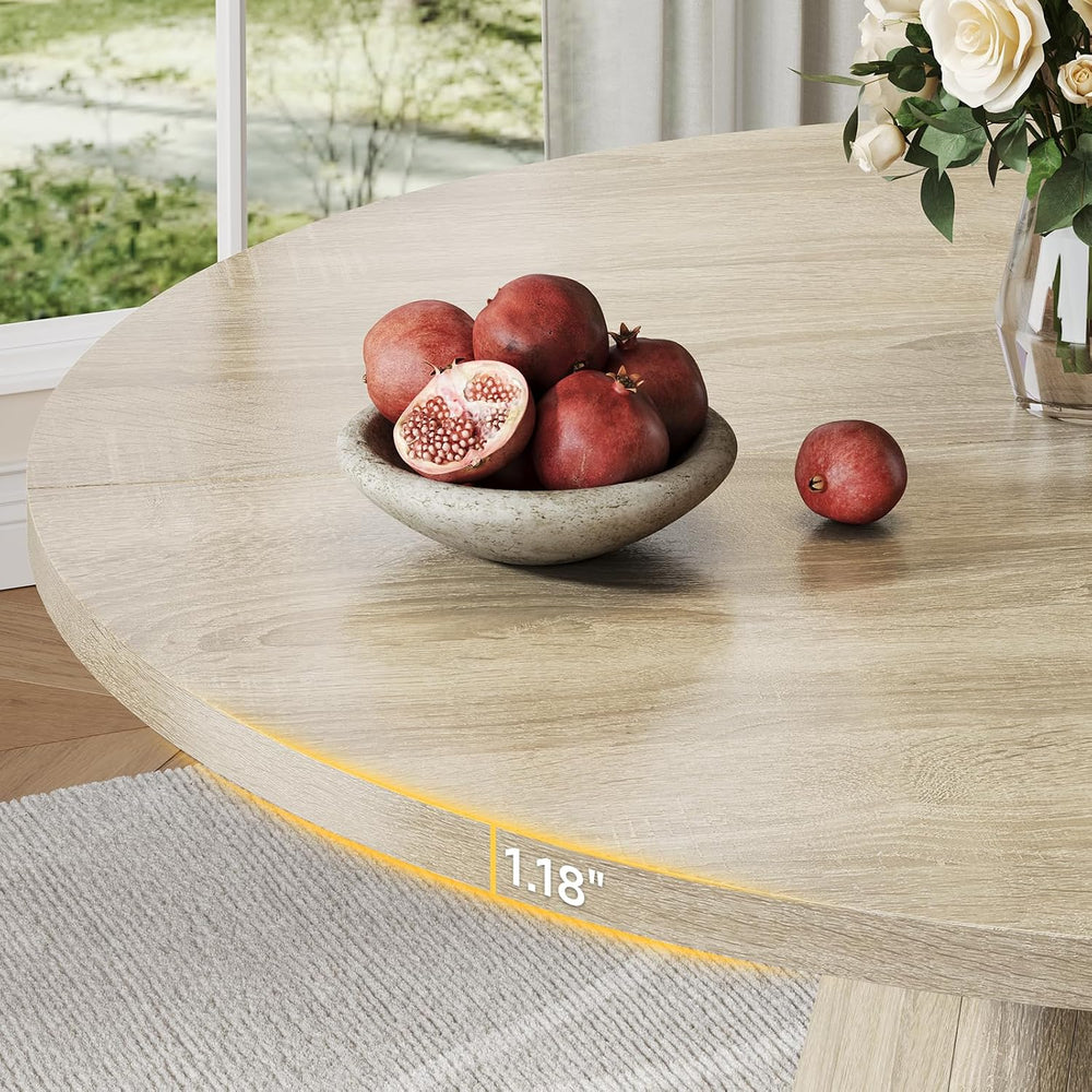 ONBRILL 47 Inch Round Dining Table for 4-6,Square Pedestal Base,Oak | Circle ...