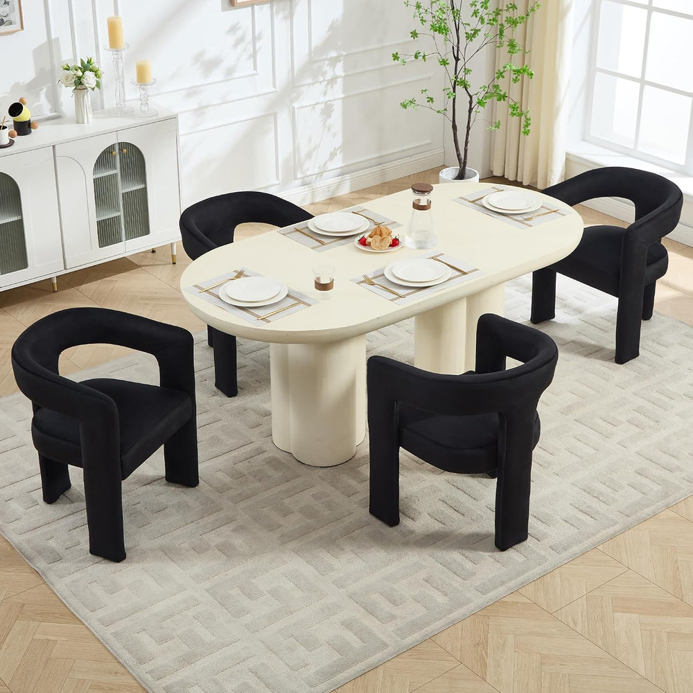 Modern Barrel Dining Chairs Set of 6, No Assembly Velvet Upholstered Dining R...