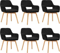 Mid Century Modern Dining Chairs Set of 6 & 4 & 2 Comfy Accent Chair Upholstered Kitchen Dining Living Room Chairs for Bedrooms Waiting Room Home Arm Desk Chair No Wheels (Wool Black, 6)