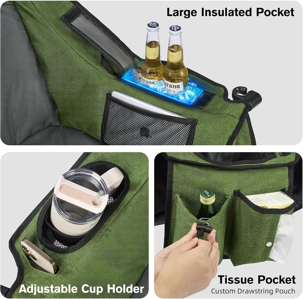 Coldbee Oversized Camping Chairs, Heavy Duty Padded, Thick Headrest, Green