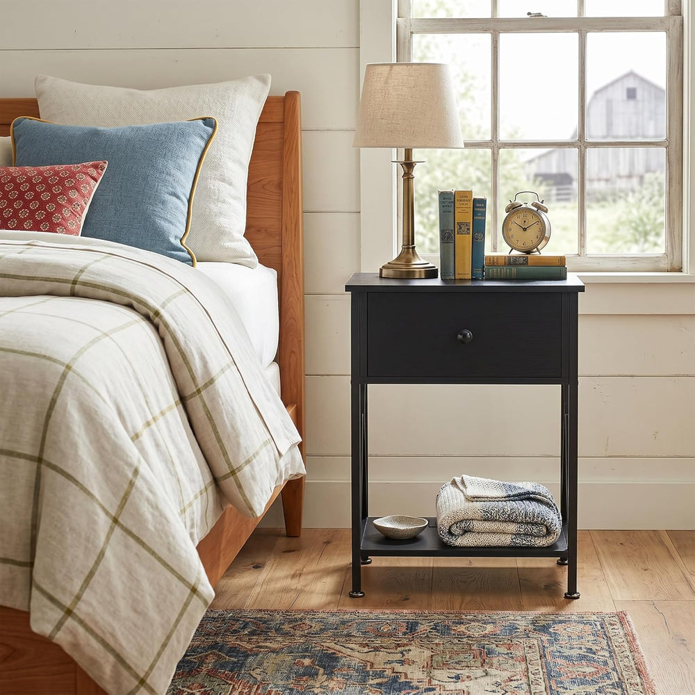 VECELO Nightstands Set of 2, Modern Bedside End Tables, Night Stands with Dra...