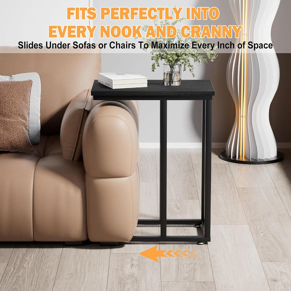 VECELO Universal C-Shaped Side Table, Multi-Functional Snack & TV Tray fo...