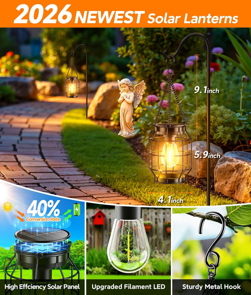 KOOPER Solar Lanterns Outdoor Waterproof, Upgraded Metal Hanging Solar Lights...