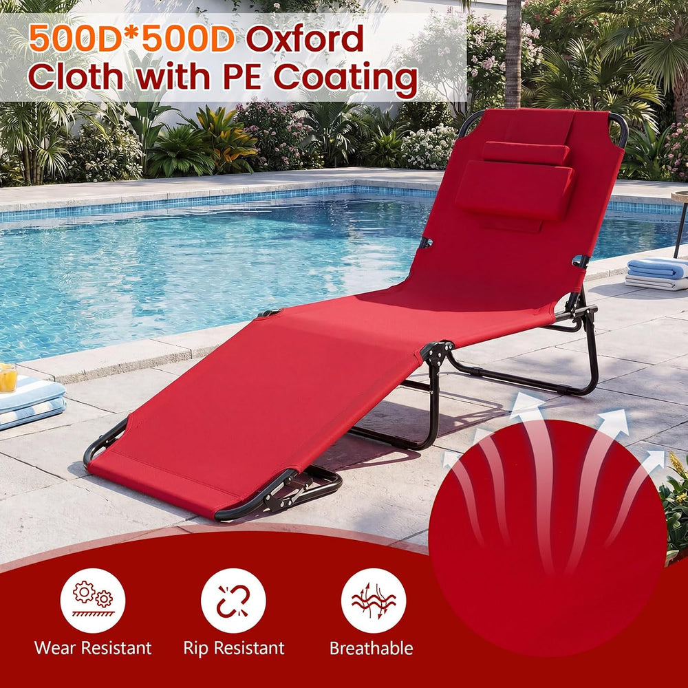 Tangkula Beach Lounge Chair, Folding Sunbathing Recliner with Face Hole, Face...
