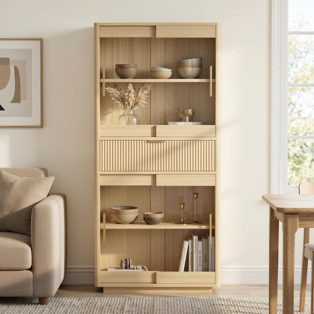 IRONCK 69" Tall Kitchen Pantry, Modern Farmhouse Fluted Kitchen Storage ...