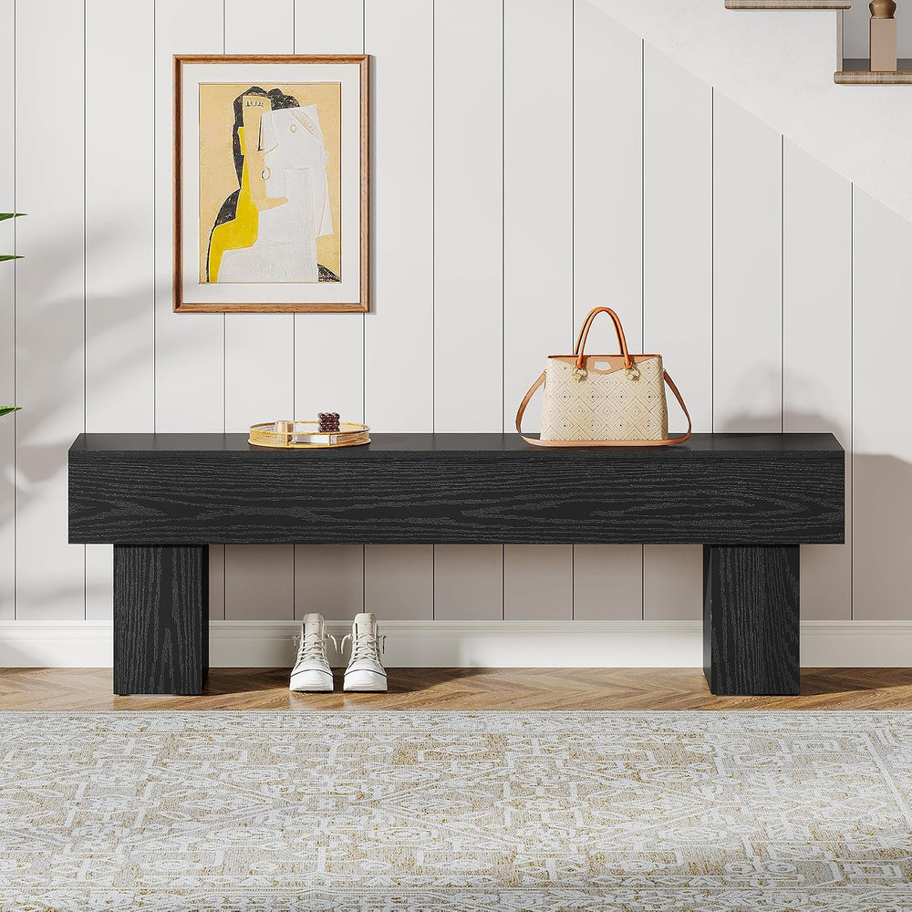 Tribesigns 63" Long Entryway Bench, Rustic Farmhouse End of Bed Bench, W...