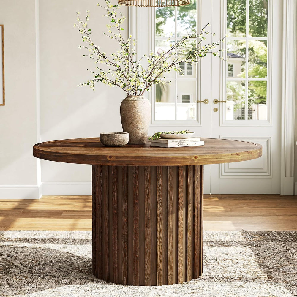 Tribesigns 47-Inch Round Dining Table for 4-6, Farmhouse Wood Kitchen Table w...