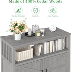 Outdoor Potting Bench with Storage Cabinet and Metal Top, Wood Workstation for Outdoor Patio, Garden (Grey, 42×18×37")