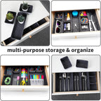 Welaxy desk drawer organizer tray shallow felt storage bin for office suppliers makeup pen keys craft brush decluttering 8-piece sleek minimalist lifestyle gift for men (Charcoal)