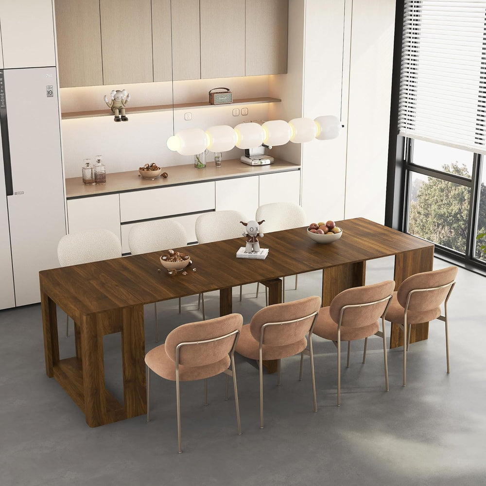 Extendable Dining Room Table for 1-10, 29.9"-108.7" Modern Farmhous...