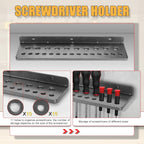 Screwdriver Organizer，Metal Screwdriver Organizers, Hammer Rack，Pliers Organizer, Wall Mounted Tool Organizers for Workshop，Set of 3 Tool Holder Organizer for Workbench