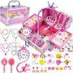 PinkSheep Unicorn Kids Jewelry for Girls: Toddler Princess Dress Up Unicorn Toy Set, Ring Necklace Bracelace Earing Clip for Little Girls, for Kids Toddler Jewelry Age 3-8