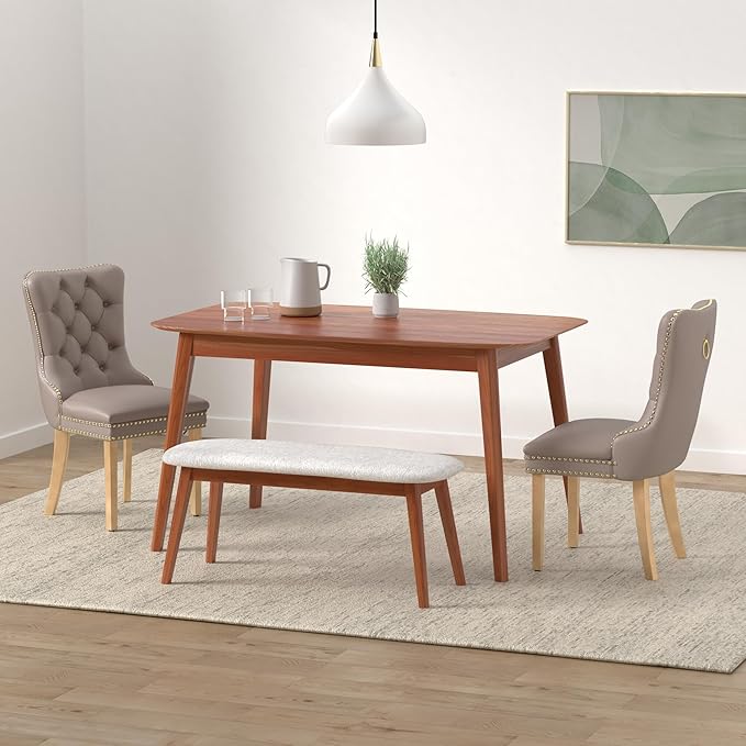 Gray Velvet Dining Chairs Set of 4, Upholstered Dining Room Chairs with Back ...