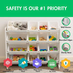 Humble Crew Supersized Toy Storage Organizer with 16 Removable Bins, White/White – Large Toy Storage for Toddlers Ideal for Kids' Rooms, Playrooms, and Nurseries - Modern Toy Bins for Kids