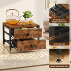 Plaviya Wood Tea Bag Organizer with 2 Drawers for Countertop | Tea Bag Holder and Storage, 9 Compartments, Utility, Home, Kitchen, Office, Rustic Brown
