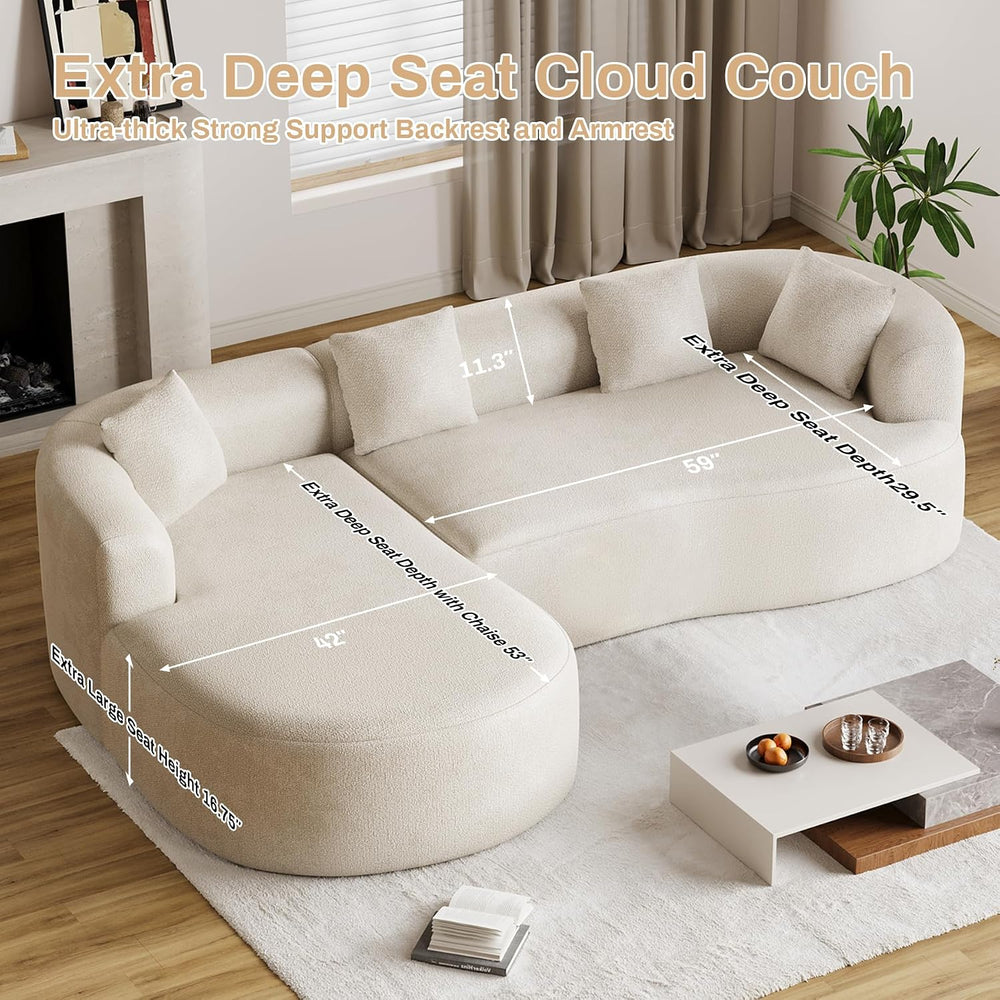 Luxury Modern Tight Curved Back Sofa, 111" Minimalist Style Comfy Couch ...