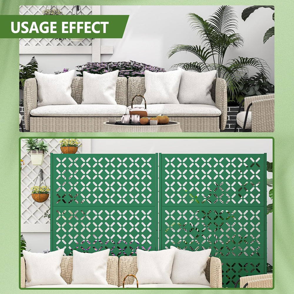 Metal Privacy Screen for Outside, 72" H×45" W Freestanding Outdoor ...
