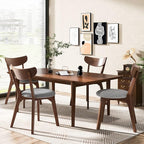 NAFORT Dining Chairs Set of 6/4/2, Modern Fabric Upholstered Dining Room Chair, Farmhouse Wooden Kitchen Chairs with Curved Backrest for Dining Kitchen Room, Living Room, Studio, Restaurant