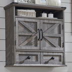 ACCOHOHO Bathroom Wall Cabinet, Farmhouse Medicine Cabinet, 24" Wide Cabinet with Drawer, Adjustable Shelf, Double Barn Doors, Storage Cabinet for Bathroom, Kitchen, Living Room, Grey Wash