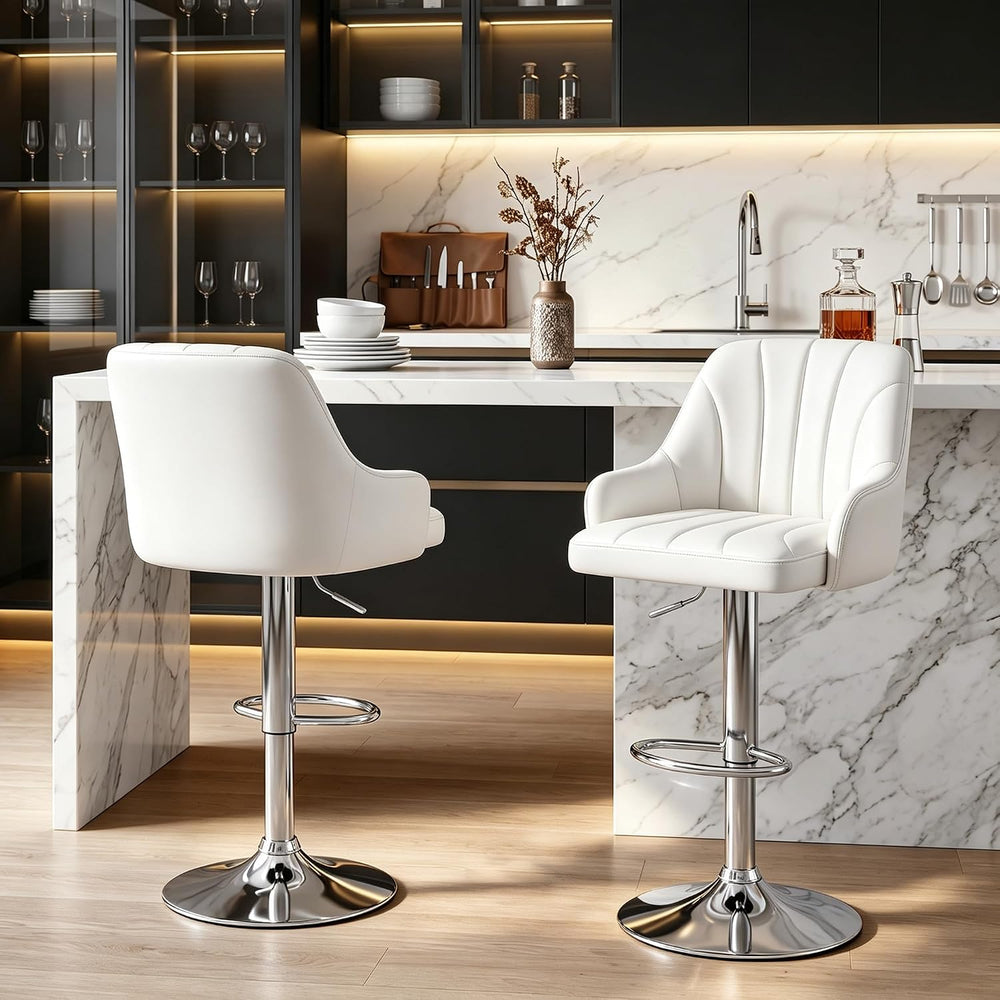 VECELO Bar Stools Set of 4, Adjustable Barstools, Counter Height Stools with ...