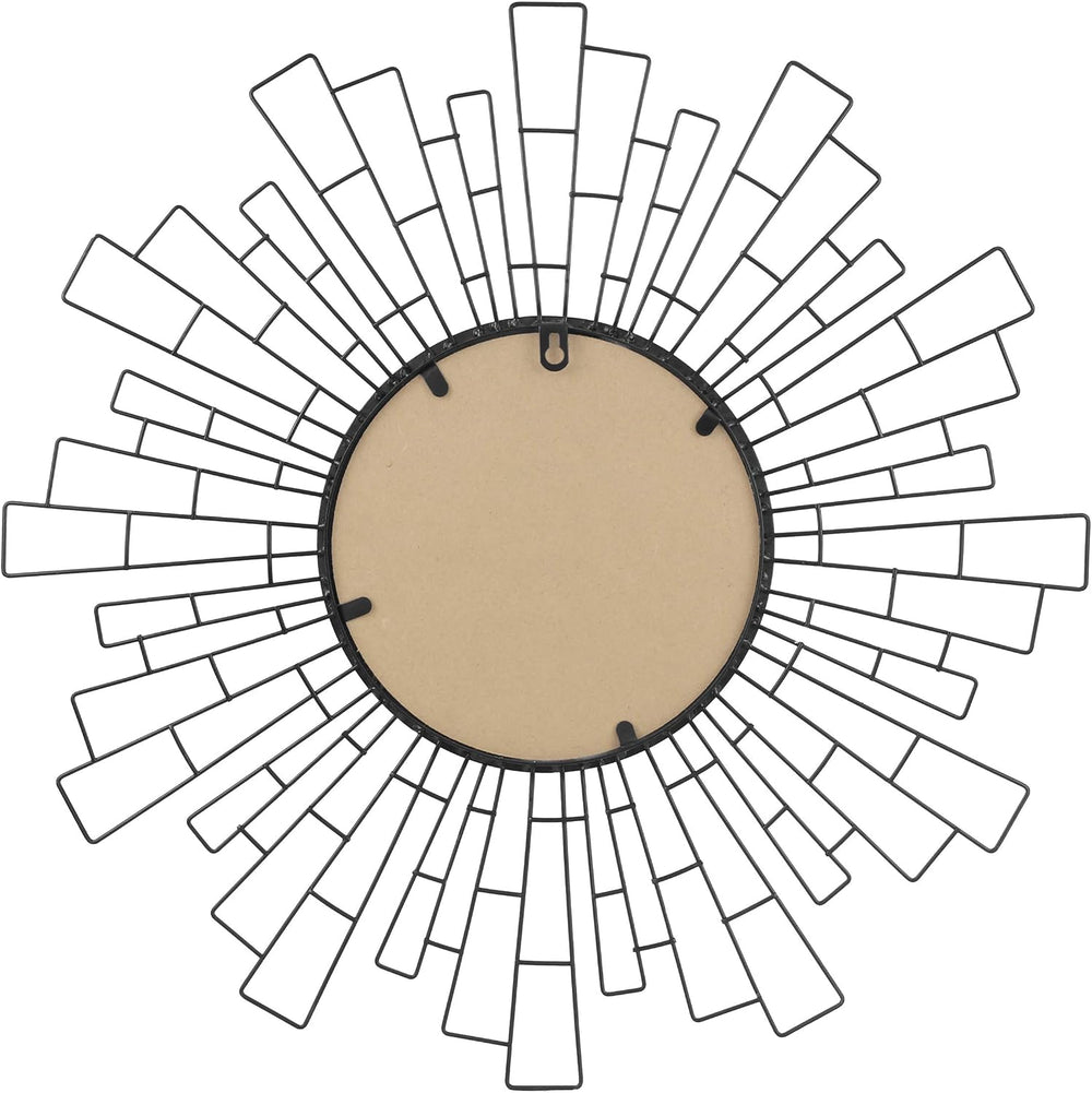 Stonebriar Round 23.5" Black Geometric Metal Sunburst Wall Mirror with A...