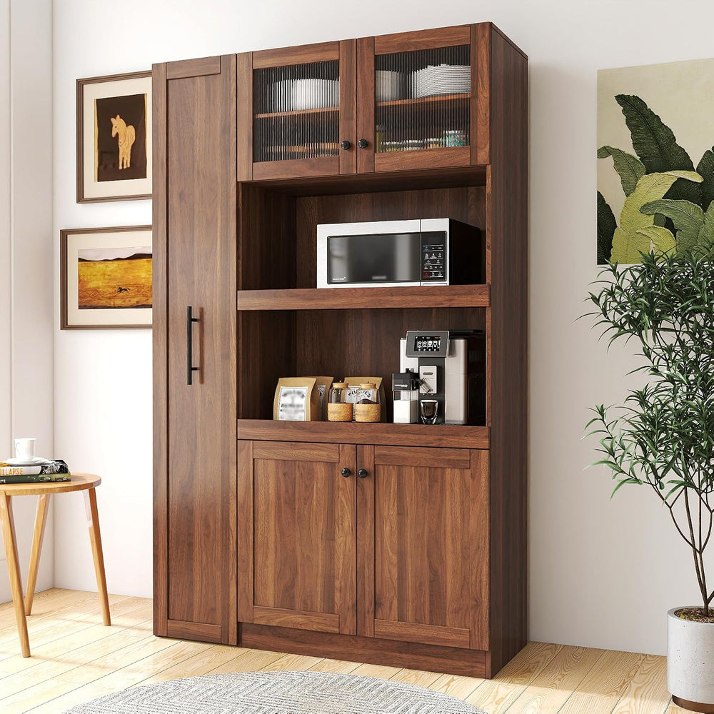 roomfitters Kitchen Pantry Cabinet with Multi-Tier Pull-Out Shelves, Farmhous...