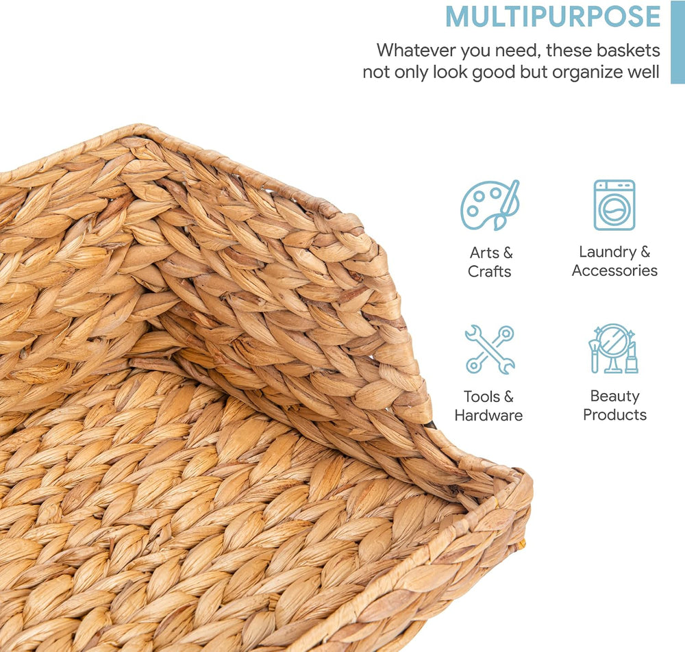 VATIMA Water Hyacinth Storage Baskets for Organizing, Medium Open-Front Wicke...