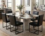 CIMOTA Black Modern Dining Chairs Set of 8, Leather Dining Room Chairs Upholstered Armless Guest Side Chair with Black Base for Dining Room/Kitchen, 8PCS