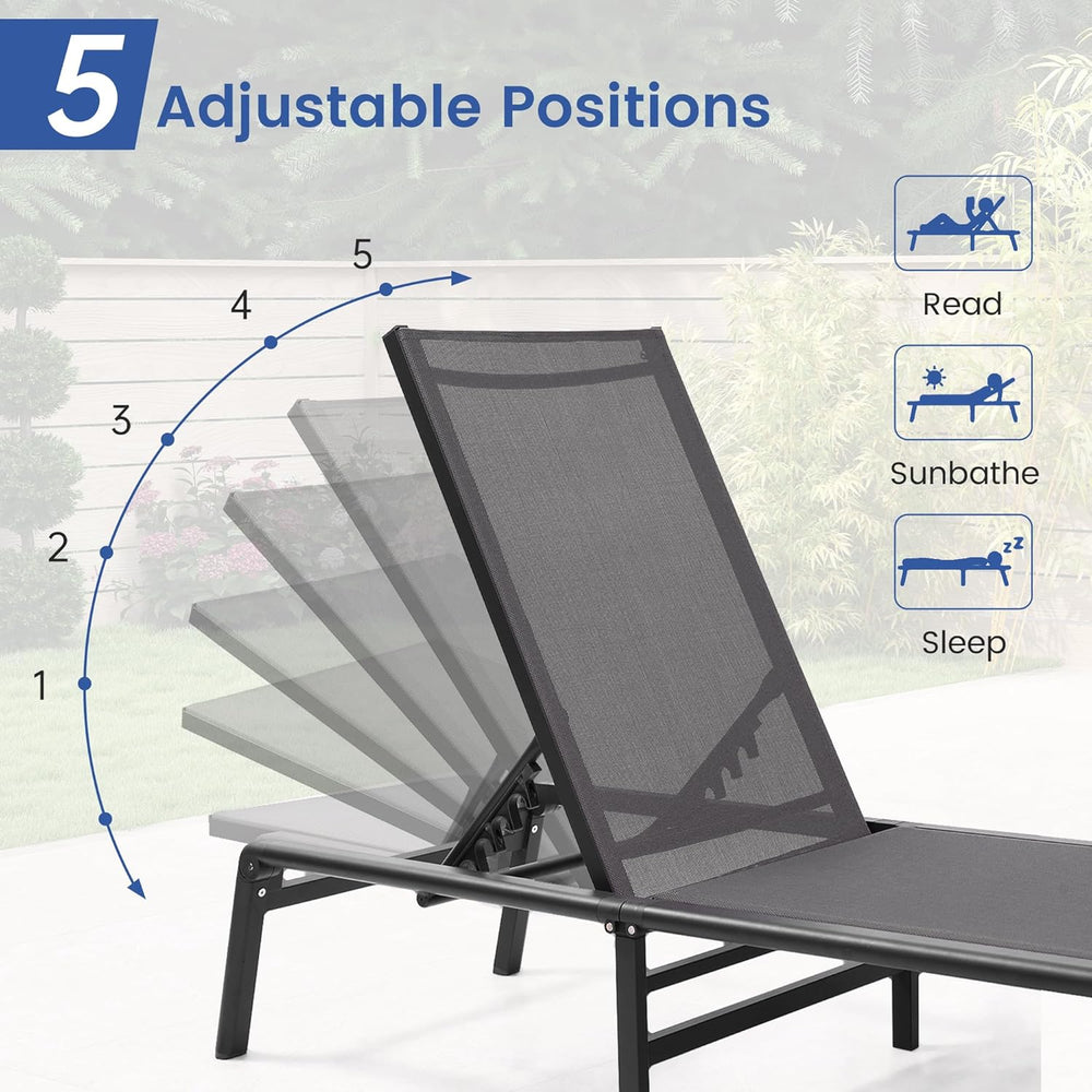 Murago Outdoor Chaise Lounge Chair Set of 2, Foldable Lightweight Patio Loung...