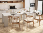 KEIKI 20”-118.5”L Extendable Foldable Dining Room Table for 1-10 People, Wood Modern Rustic Rectangle Expandable Kitchen Living Meeting Room Furniture, 6 Tabletop Length Options, White