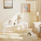 Dining Bench 63" Wood Solid Oak Wooden Bed End/Entryway Bench for Bedroom Living Room Kitchen(White)