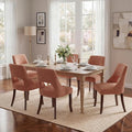 UVV Wooden Dining Chairs Set of 6, Mid Century Modern Upholstered Dining Room Chair Kitchen Chairs, Chenille Dinner Chair with Solid Wood Legs for Kitchen Dining Room, Orange-Chenille